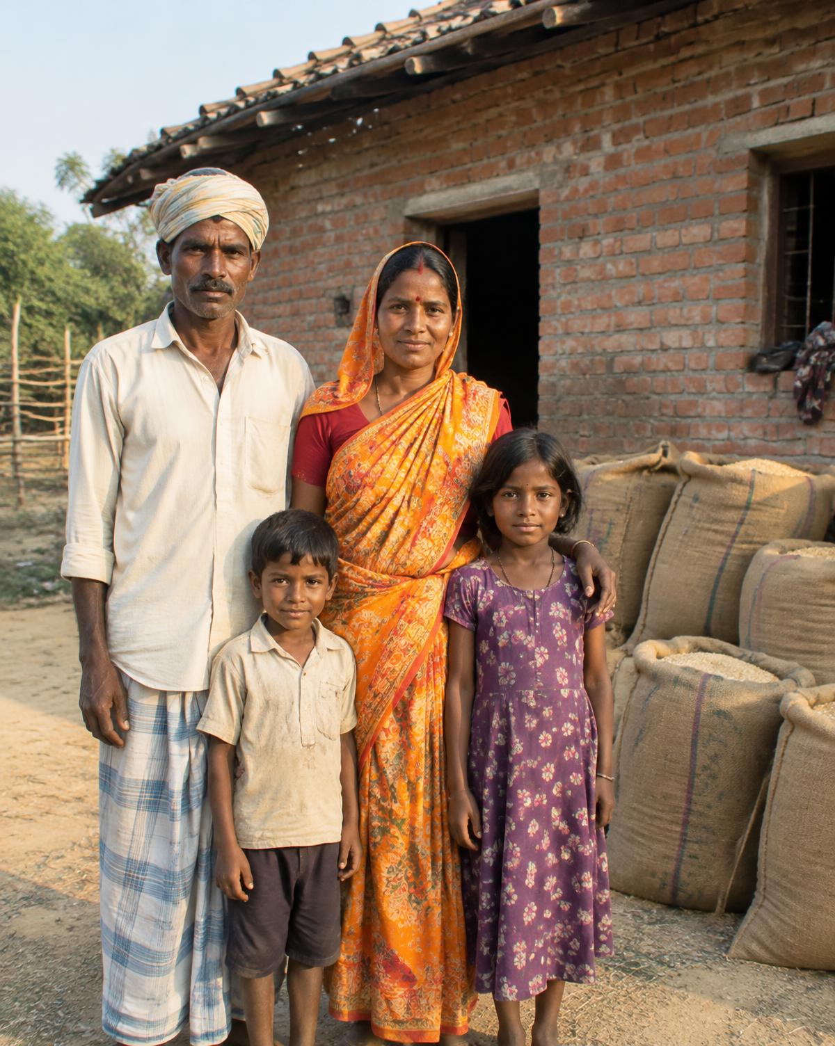 Our family outside the farmhouse in Sumerpur